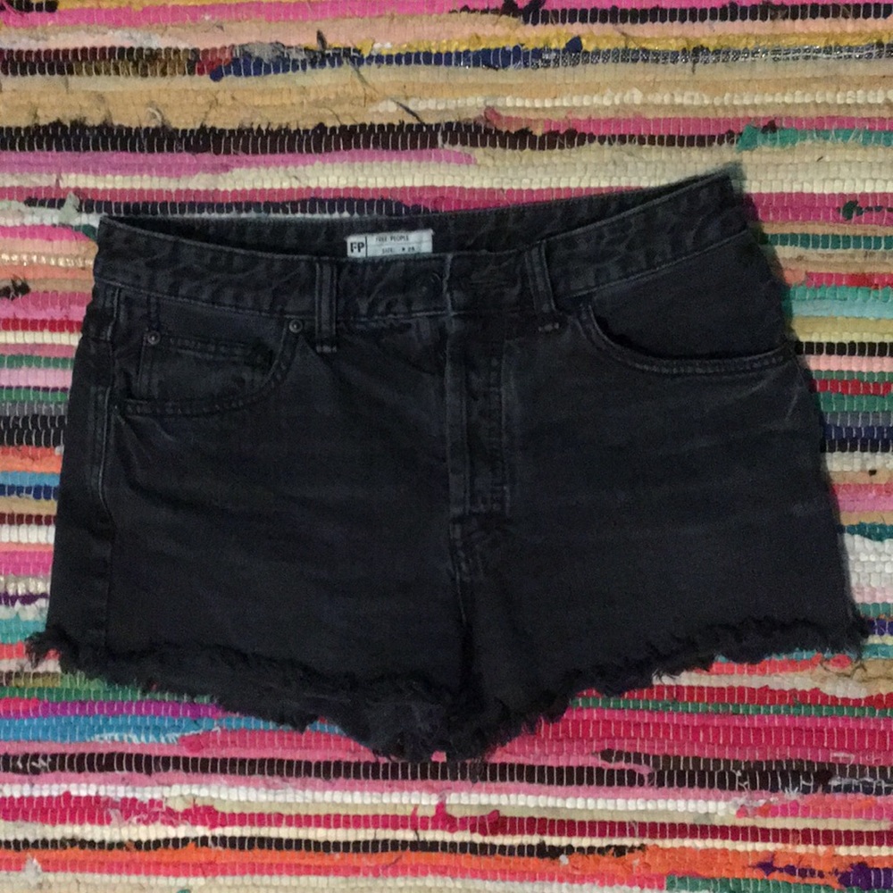 Free People Dark Distressed Cut Off Shorts